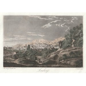 LVOV (ukr. Львів). Panorama města; kresba A. Langeho, angl. J. Hyrtl, asi 1840; ocel. ...
