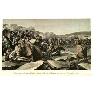 BEREZYNA. Scéna z bitky pri Berezine (26.-29. XI. 1812); kresba R. Schein, eng. F. Mehl, ...