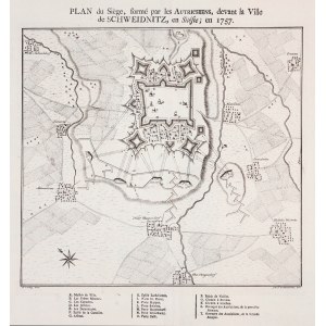 SWIDNICA. Plán obliehania mesta (26 X - 7 XI 1757); zostavil. L.W.F. de Oebschelwitz, ...