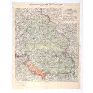 UPPER SILESIA. Map of the plebiscite area in Upper Silesia; colors indicate: ...