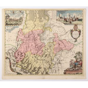 JAWOR, JELENIA GÓRA. Mapa Jaworského kniežatstva; zostavil. F. Kühn, ed. P. Schenk, ...