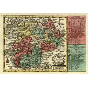 JAWOR, LEGNICA. Mapa Jaworského a Legnického vojvodstva; ryt. G.F. Lotter, pochádza z ...