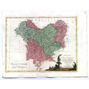 KRAKÓW, ŁĘCZYCA, SIERADZ, SANDOMIERZ, LUBLIN, SPISKIE STAROSTY. Map of krakow province, ...