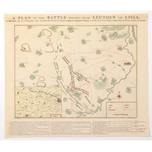 LUTYNIA, ŚLASK. Mapa części Śląska - okolice Lutyni w czasie bitwy (5 XII 1757 r. …