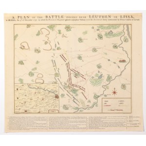 LUTYNIA, ŚLASK. Mapa části Slezska - Lutynie v době bitvy (5 XII 1757) ...