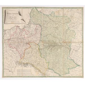 POĽSKO (za prvej republiky nazývané KORONA), VEĽKÉ KŇAZSTVO LITVIE, KURLANDSKO. Mapa republiky ...