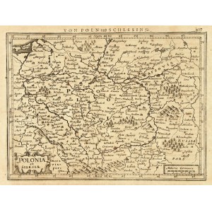 POLSKO (za první republiky nazývané KORONA), ZEMĚ. Mapa Polska a Slezska; vydal J. Janssonius, Amsterdam ...