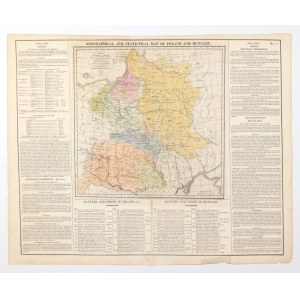POLAND, LITHUANIA, HUNGARY. American statistical map of the lands of Poland, Lithuania, ...