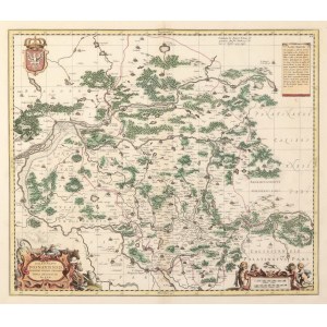 POZNAŇ, VEĽKOPOLSKO. Mapa Poznaňského vojvodstva; druhý stav, variant mapy J. Baeu, ...