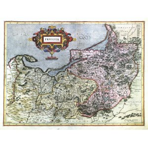 PRUSY. Mapa Prus; pochodzi z francuskiego wyd. dzieła G. Merkatora, Amsterdam 1609; …