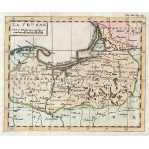 PRUSY. Mapa Królestwa Prus; anonim, ok. 1750; na górnym marginesie: Tom. III. Pag. …