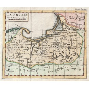 PRUSKO. Mapa Pruského kráľovstva; anonym, okolo roku 1750; na hornom okraji: V hornej časti záhlavia: Vol. III. Pag. ...