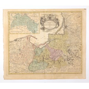PRUSSIA, NADNOTEC DISTRICT. Map of Prussia, in the upper left corner a frame with a map of the District ...