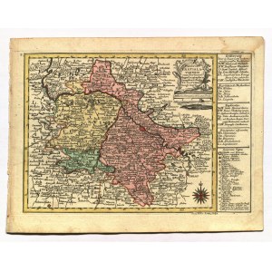 WROCŁAW. Mapa Vroclavského vojvodstva; ryt. G.F. Lotter, prevzaté z: Atlas Minor ...