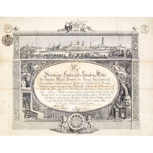 WROCŁAW. Diploma of a journeyman miller; eng. F.G. Endler, dated June 13, 1799; ...