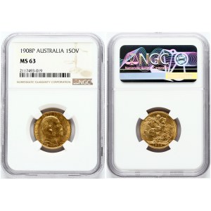 Australia 1 Sovereign 1908 P NGC MS 63