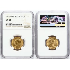 Australia 1 Sovereign 1922 P NGC MS 63 ONLY 3 COINS IN HIGHER GRADE