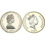Barbados 25 Dollars 1978 & Alderney 5 Pounds 2001 Lot of 2 Coins