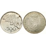 Belgium 500 Francs 1980 & Netherlands 10 Gulden 1973 Lot of 2 Coins