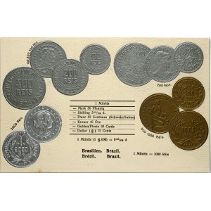 Postcard ND (20th Century) with Coins of Brazil