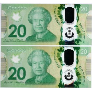 Canada 20 Dollars 2015 Banknote Lot of 2 Banknotes