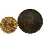 Denmark 2 Rigsbankskilling 1818 & 1 Skilling Rigsmont 1872 Lot of 2 Coins