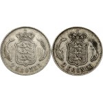 Denmark 2 Kroner 1875 & 1876 Lot of 2 Coins