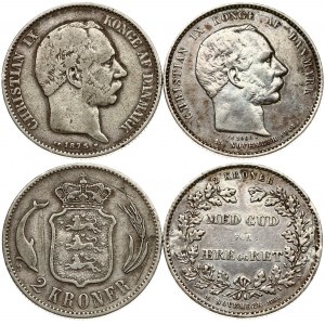 Denmark 2 Kroner 1875 & 1888 Lot of 2 Coins