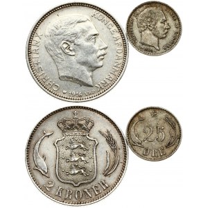 Denmark 25 Ore 1894 & 2 Kroner 1916 Lot of 2 Coins