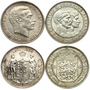 Denmark 2 Kroner 1923 Silver Wedding & 2 Kroner 1930 King's 60 Years of Lot of 2 Coins