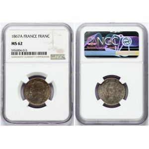 France 1 Franc 1867 A NGC MS 62