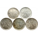 France 2 & 5 Francs (1919-1963) Lot of 5 Coins