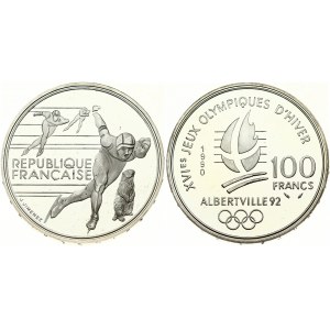 France 100 Francs 1990 1992 Olympics Albertville Speed Skating
