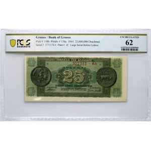 Greece 25 000 000 Drachmai 1944 Banknote PCGS 62 UNCIRCULATED
