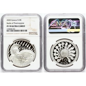 Greece 10 Euro 2020 2.500 Years Since the Battle of Thermopylae NGC PF 70 ULTRA CAMEO TOP POP