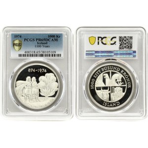 Iceland 1000 Kronur 1974 1100th Anniversary - 1st Settlement PCGS PR65DCAM