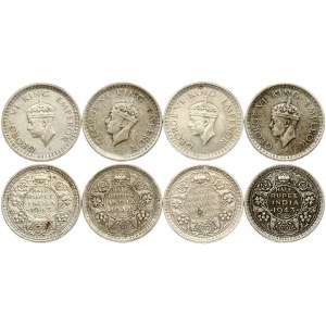 India British 1/2 Rupee (1942-1945) Lot of 4 Coins