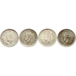 India British 1/2 Rupee (1942-1945) Lot of 4 Coins