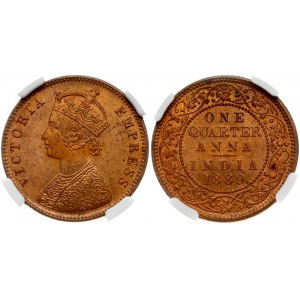 India-British 1/4 Anna 1889(c) NGC MS 64+RD