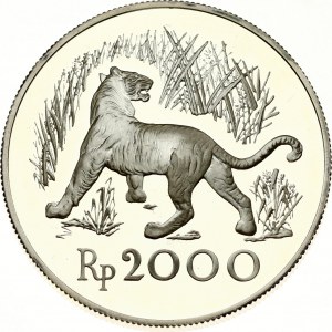 Indonesia 2000 Rupiah 1974 Javan Tiger