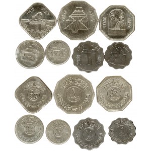 Iraq 5 Fils - 1 Dinar 1402 (1982) SET Restoration of Babel Series Lot of 7 Coins