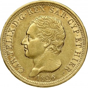 Italy Sardinia 80 Lire 1826 L