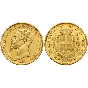 Italy Sardinia 20 Lire 1857 B