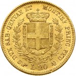 Italy Sardinia 20 Lire 1857 B