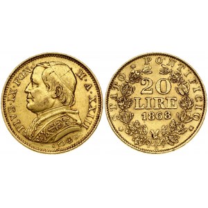 Italy Vatican 20 Lire 1868 R -XXIII