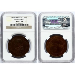 Vatican 4 Soldi 1868 R NGC MS 63 BN