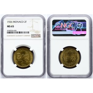 Monaco 2 Francs 1926 NGC MS 65 ONLY ONE COIN IN HIGHER GRADE