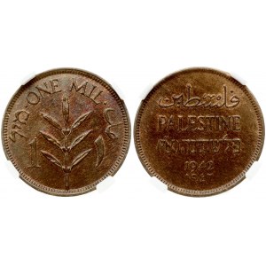 Palestine 1 Mil 1942 NGC MS 64 BN
