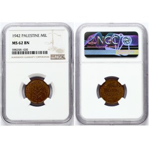 Palestine 1 Mil 1942 NGC MS 62 BN