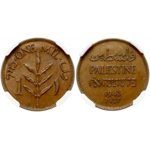 Palestine 1 Mil 1943 NGC MS 62 BN